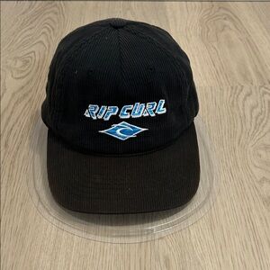 Y2K Rip Curl surf Black corduroy Hat with Blue Embroidery